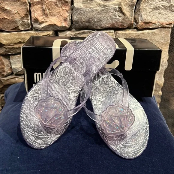 Mini Melissa Shoes Nib Mini Melissa Glass Glitter Sandals Size